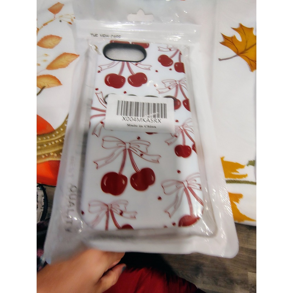 White Cherry Bow Print Jelly Phone Case Slim Scratch Resistant Cover